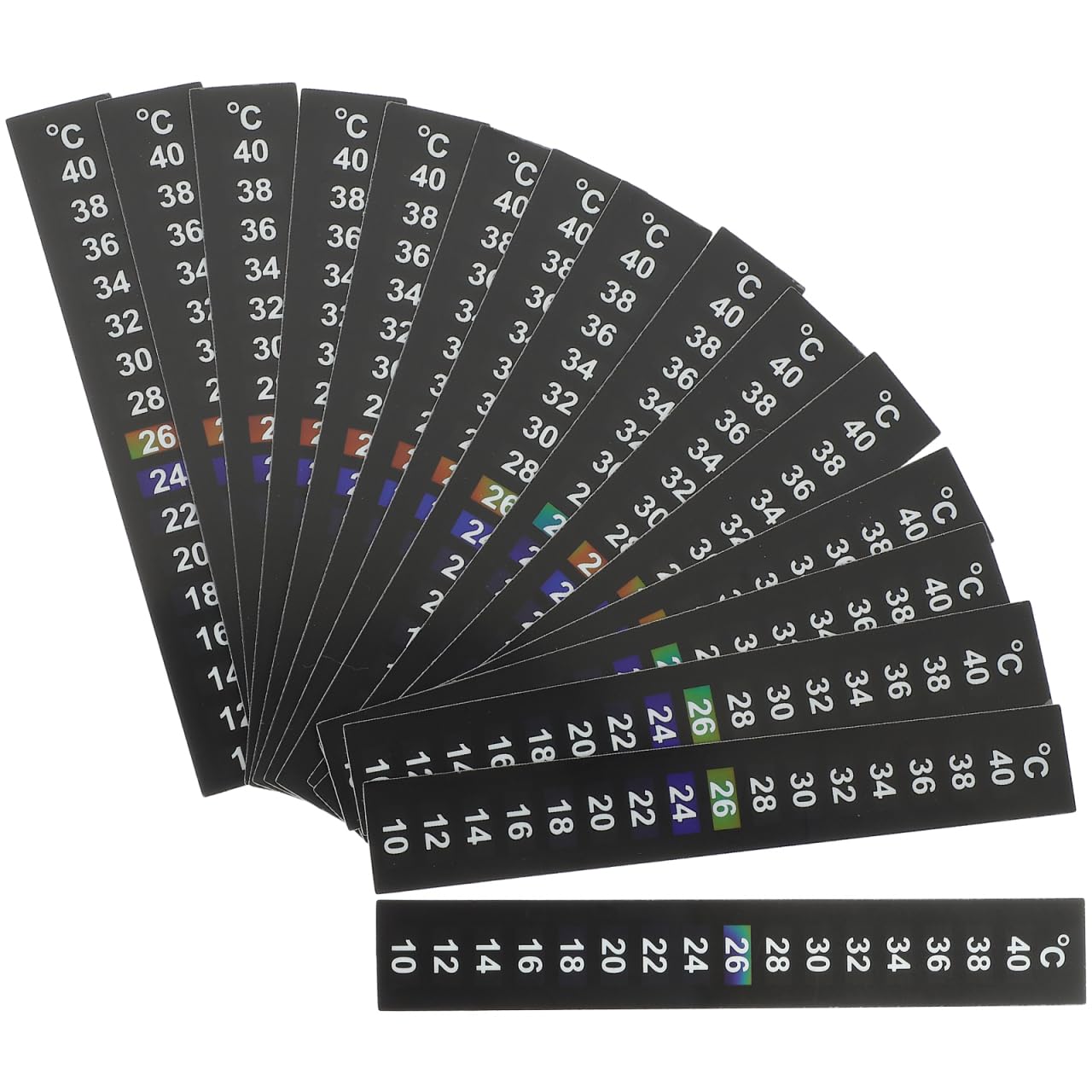 FRCOLOR 30Pcs Aquarium Thermometer Indoor Fish Tank Thermometer Sticker Discoloration Liquid Crystal Temperature Strips Adhesive Home Use