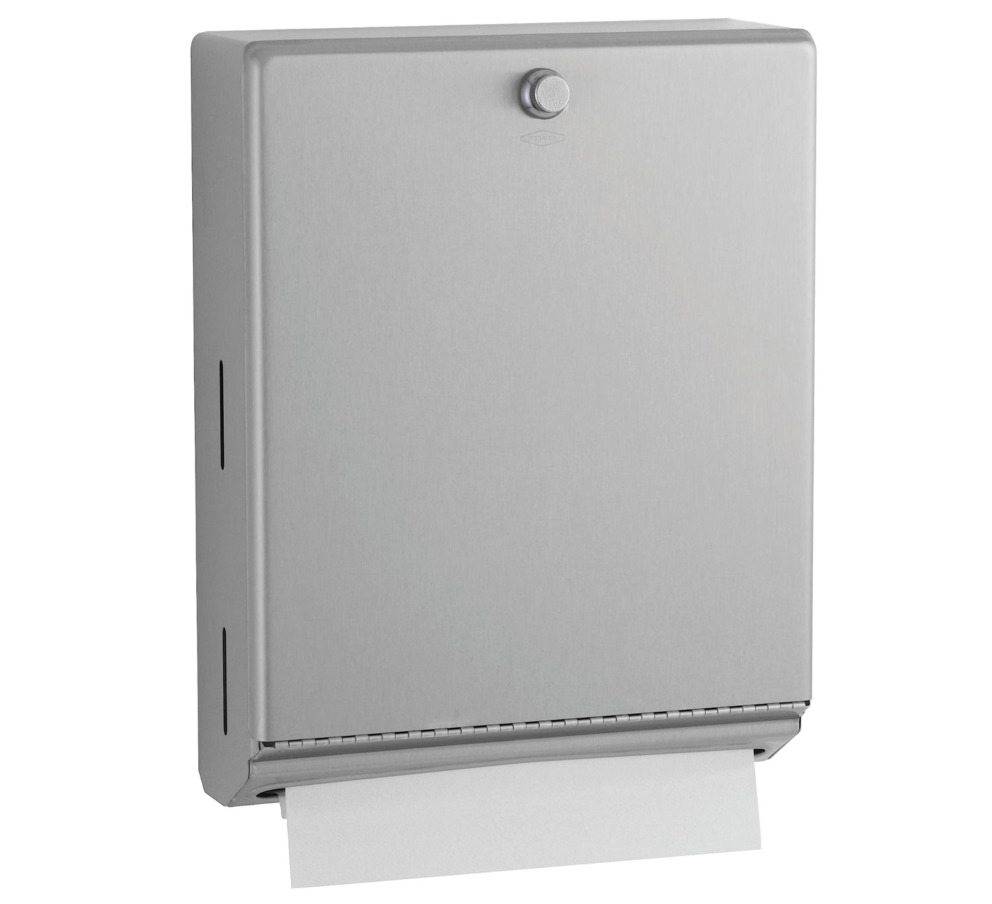 Bobrick B-2620 Surface Mounted Paper Towel Dispenser - Stainless Steel Commercial Bathroom Towel Dispenser with Knob-Latch 400 C-Fold or 525 Multifold Capacity
