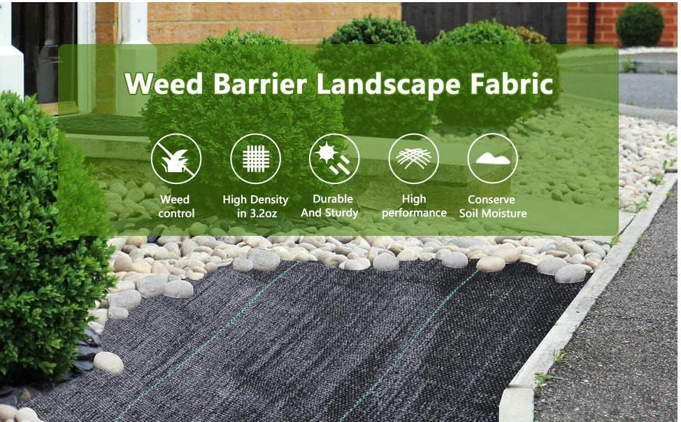 3ftx50ft Weed Barrier Landscape Fabric Heavy Duty,Weed Block Gardening Ground Cover Mat, Weed Control Garden Cloth ,Woven Geotextile Fabric for Underlayment,Commercial Driveway Fabric