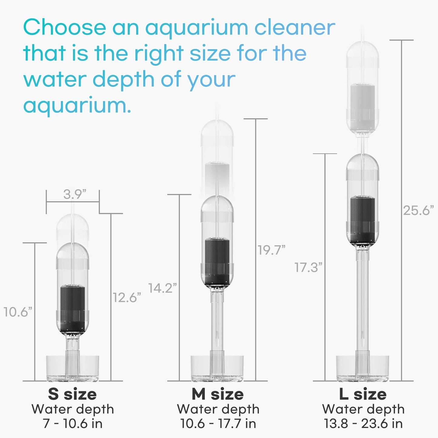 IRUZIO Aquarium Cleaner 2in1 - Small (Water Depth 7–10.6 in) | Substrate Surface Debris Vacuum | Air-Lift Suction | Near-Zero Water Loss | Quiet 45–50 dB