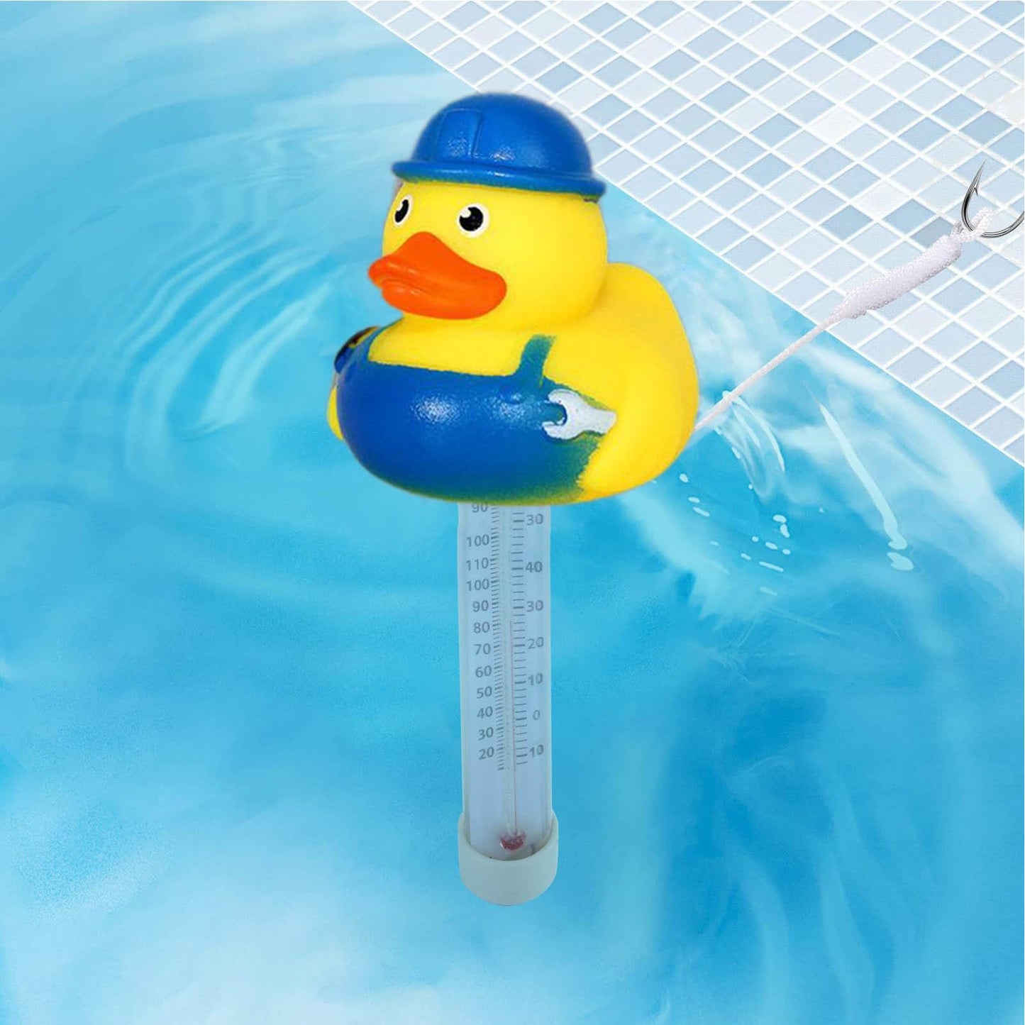 Pool Floating Thermometer, Bath Thermometer, Easy-Read Water Temperature Gauge with String, Duck Shape Floating Swimming Pool Thermometer, Temperature Gauge for Hot Tubs & Aquariums