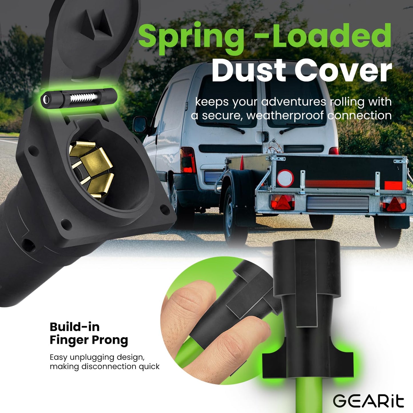 GEARit 7-Way Trailer Plug Y Splitter Pigtail (15 Inch) 7-Pin Trailer Plug Inline Cord Wire Harness Cable Double Prongs Connector for Gooseneck Hitch, Truck, Camper, RV - 1.25 Ft