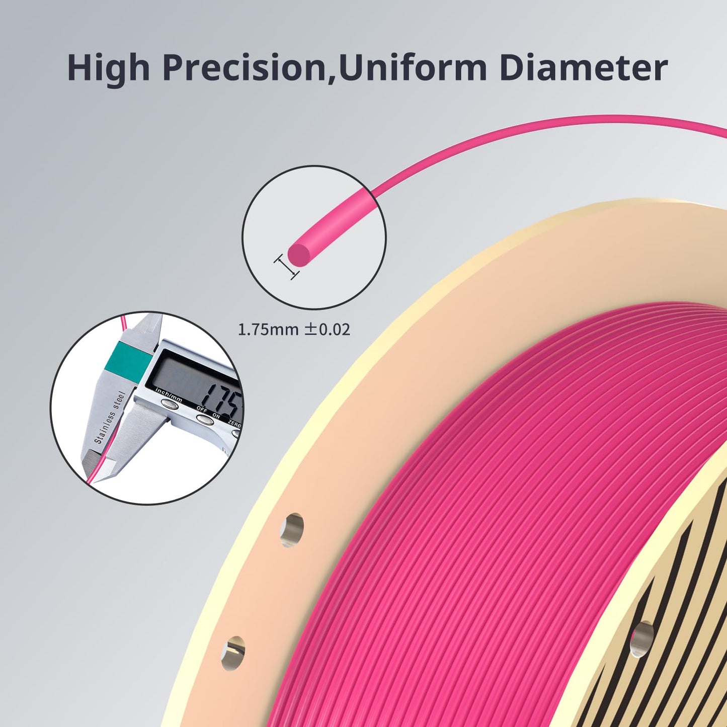ANYCUBIC 3D Printer Filament PLA 1.75mm, FDM Printer Filament 1kg Spool (2.2 lbs), Dimensional Accuracy +/- 0.02 mm (1kg, Magenta)