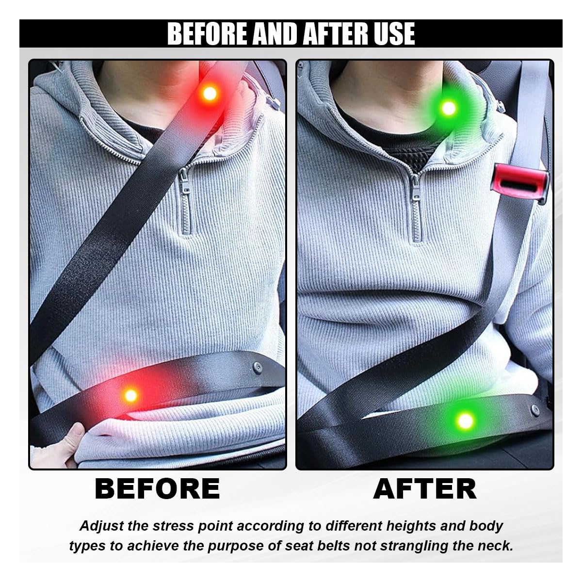 2PCS Car Seatbelt Adjuster, Universal Auto Seat Belt Clips for Adults/Kids, Comfort Car Shoulder Neck Protector Strap Positioner, Seatbelt Locator Retainer Locking Clips for Car, SUV (Red)
