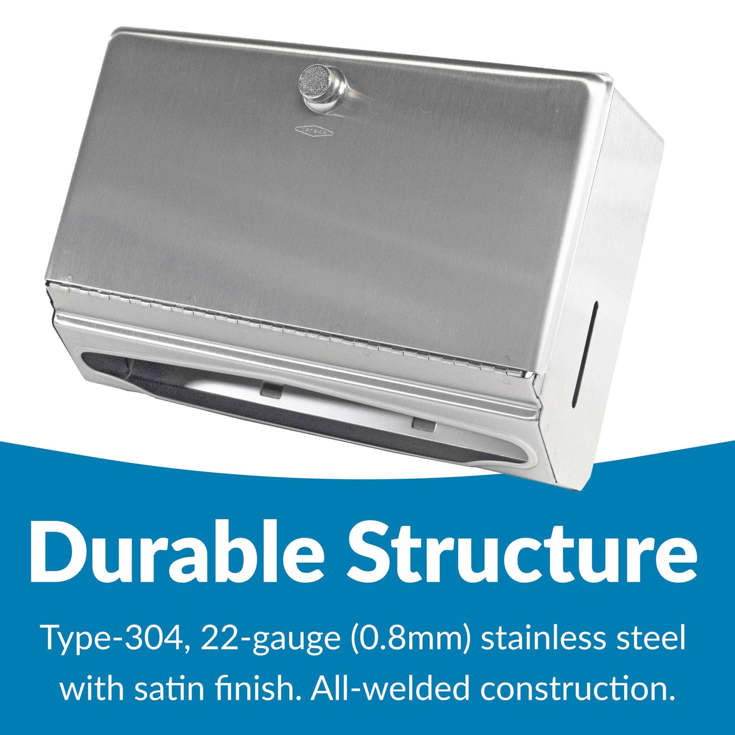 Bobrick Wall-Mounted Paper Towel Dispenser – Stainless Steel, Holds 200 C-Fold or 275 Multifold Towels, Easy Manual Access, ADA Compliant, Ideal for Commercial Bathrooms & High-Traffic Areas (Model B-2621)