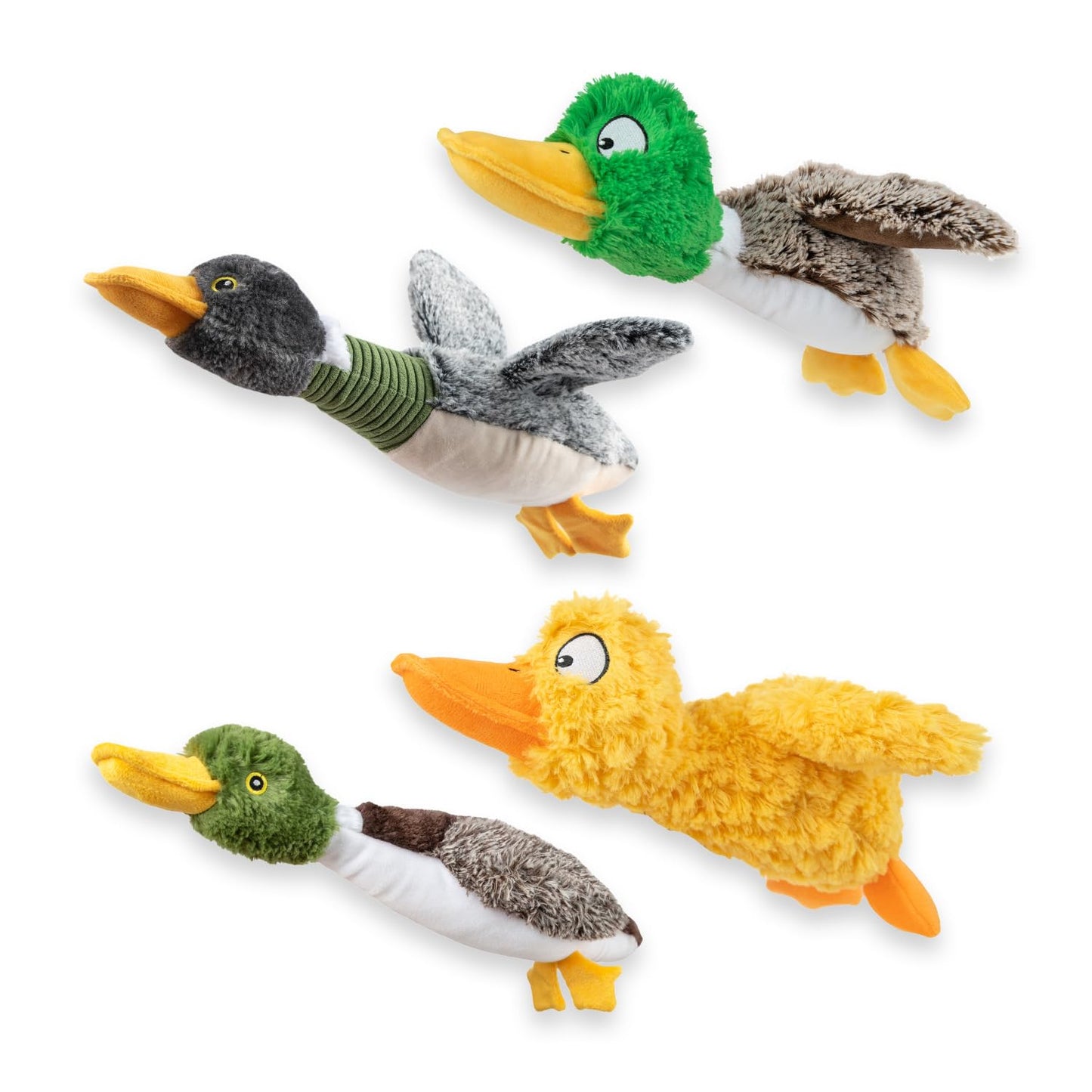 Best Pet Supplies Interactive Mallard Mates Dog Toy with Crinkle and Squeaky Enrichment for Small and Medium Breed, Cute and Plush - 3 Ducks (Mystery Box), Medium