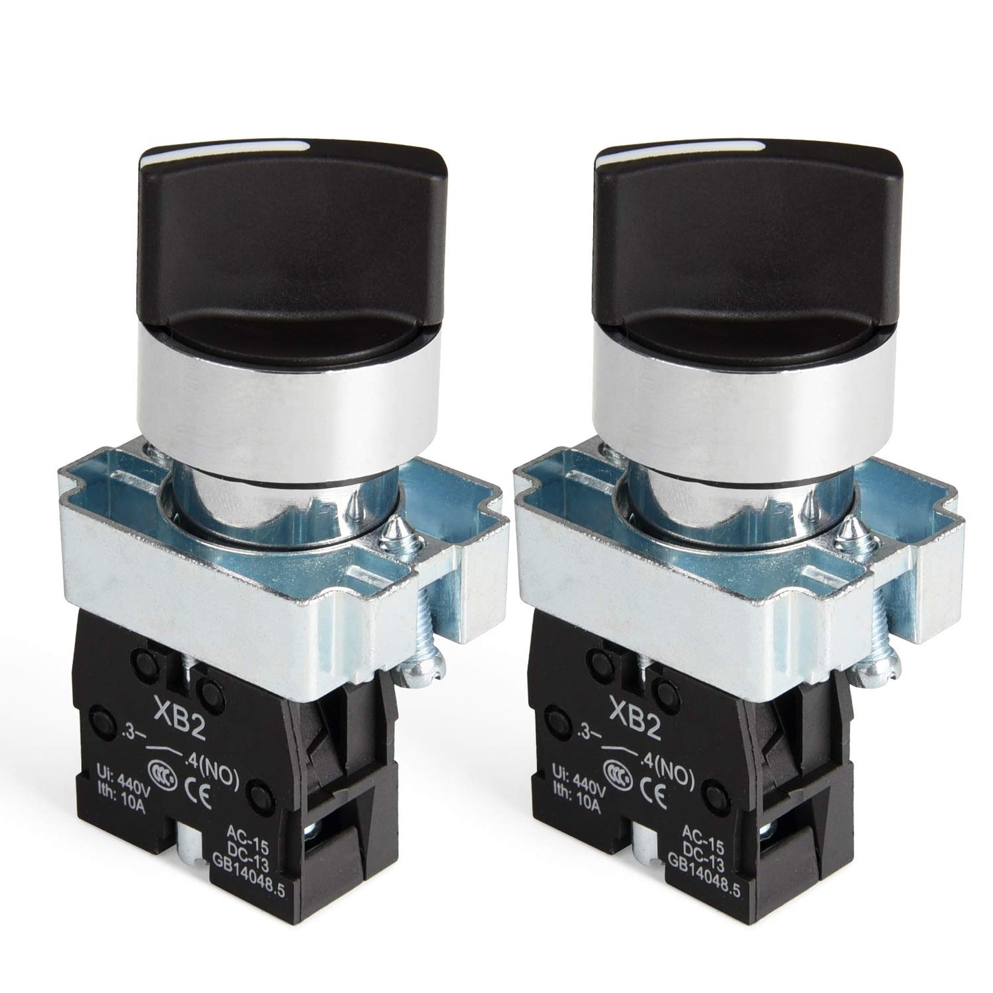 APIELE (Pack of 2) 22mm 2 Position Selector Switch Momentary1NO XB2-10X/22 (2 Position Momentary)