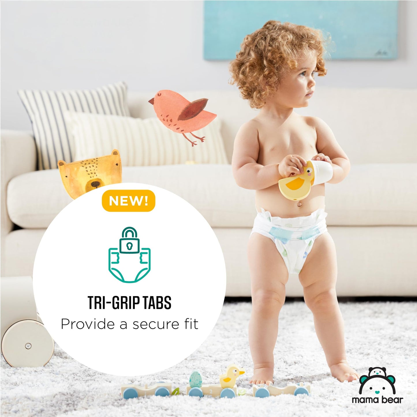 Amazon Brand - Mama Bear Gentle Touch Diapers, Size 4, 148 Count (4 packs of 37)