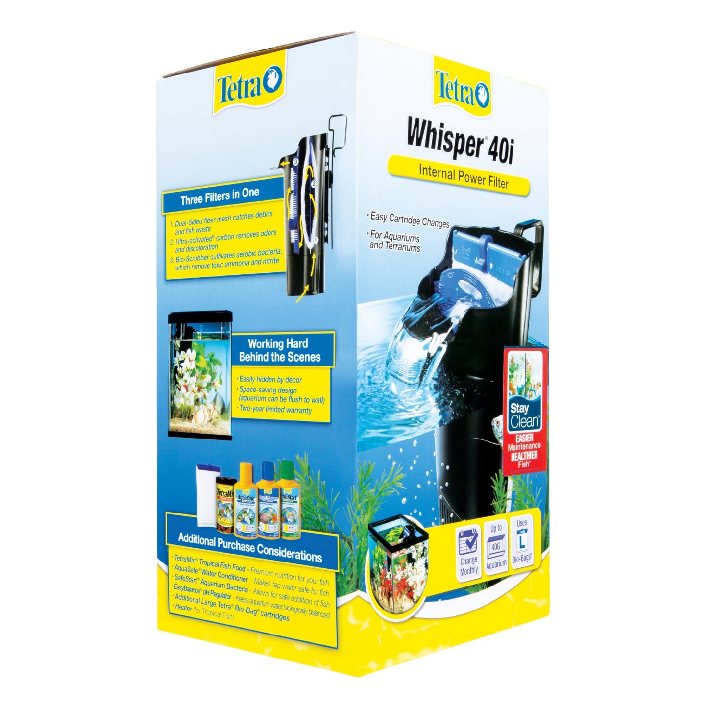 Tetra Whisper Internal Filter 20 To 40 Gallons, For Aquariums, In-Tank Filtration With Air Pump