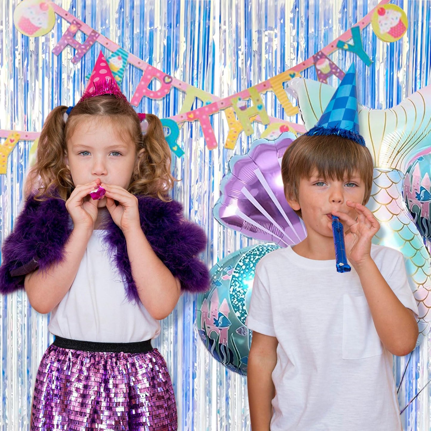 20 Pack Foil Curtain Backdrop Iridescent Metallic Tinsel Foil Fringe Curtains Photo Booth Props for Birthday Wedding Engagement Baby Shower Bachelorette Christmas Holiday Celebration Party Decoration