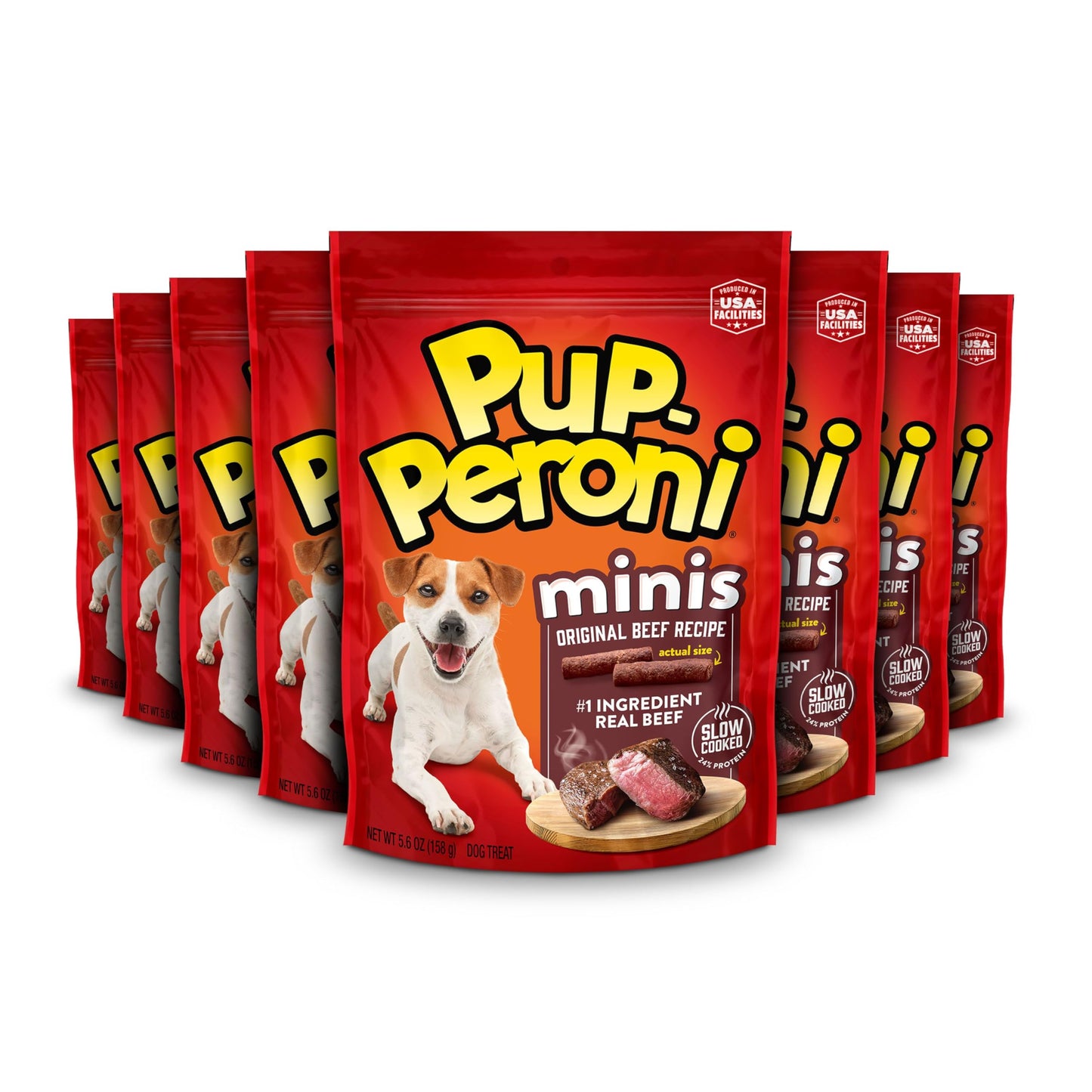 Pup-Peroni Mini Dog Treats, Original Beef Flavor, 5.6 Ounce (Pack of 8), Made with Real Beef