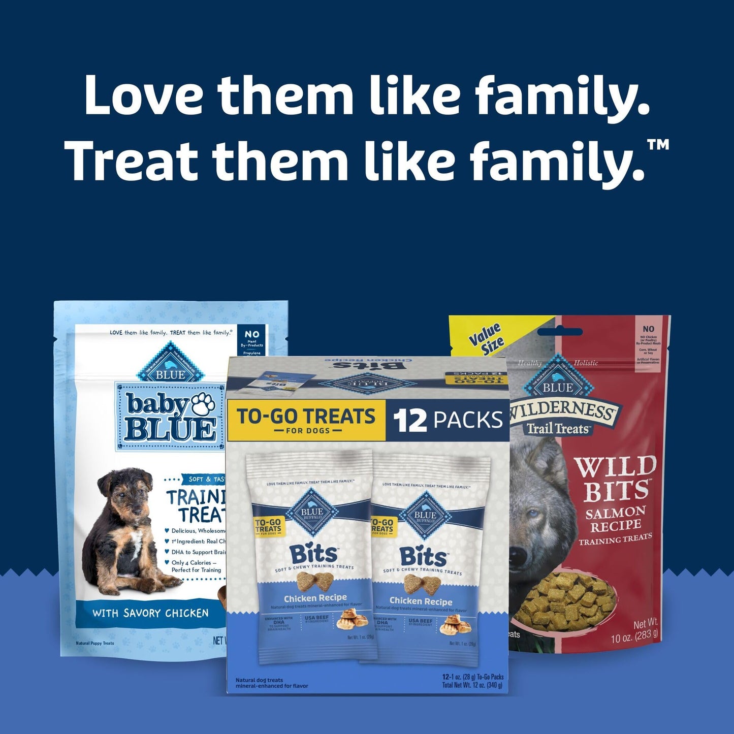 Blue Buffalo BLUE Bits Natural Soft Moist Training Dog Treats TOGO Chicken Recipe Bags, contains Twelve (12) oz bags