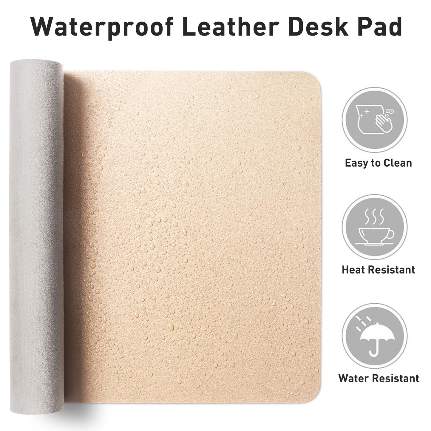 Aothia Large PU Leather Desk Pad Protector – Non-Slip Mouse Pad & Writing Mat for Office/Home, Waterproof, Easy to Clean (48" x 17", Soft Peach)