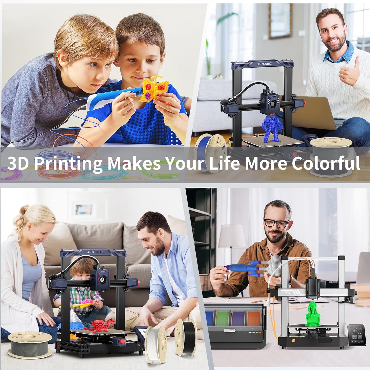 ANYCUBIC 3D Printer Filament PLA 1.75mm, FDM Printer Filament 1kg Spool (2.2 lbs), Dimensional Accuracy +/- 0.02 mm (1kg, Magenta)