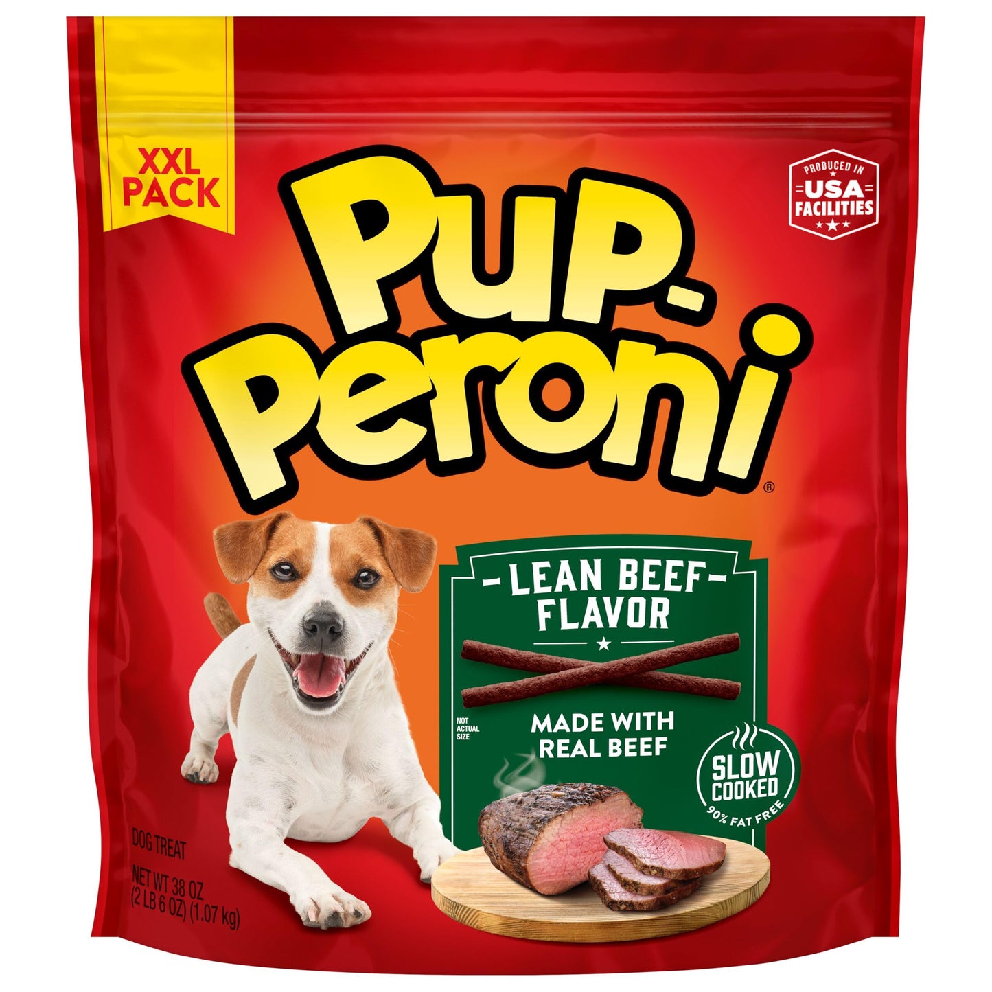 Pup-Peroni Dog Treats, Lean Beef Flavor, 38 Ounce, Made with Real Beef, 90% Fat Free