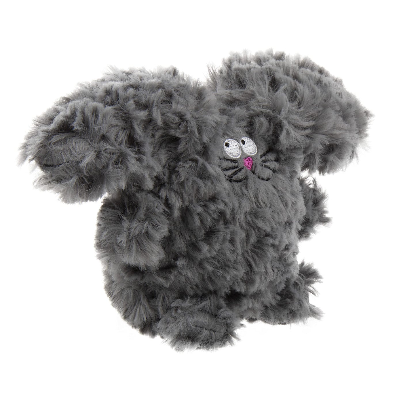 goDog PlayClean Rabbit Squeaky Plush Dog Toy with Odor-Eliminating Essential Oils, Chew Guard Technology - Gray, Large