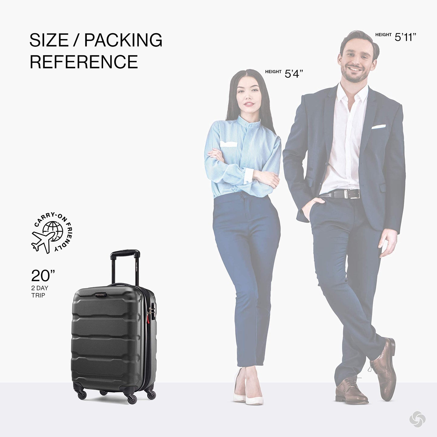 Samsonite Omni PC Hardside Expandable Luggage with Spinner Wheels, Black, 3-Piece Set (20/24/28)