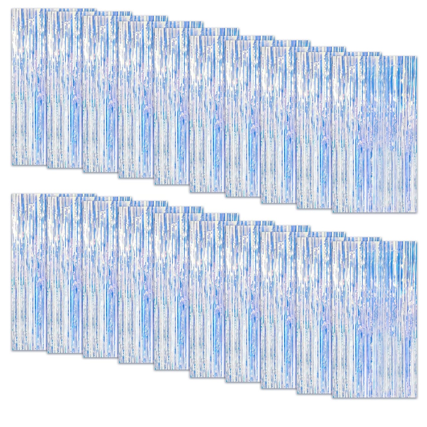 20 Pack Foil Curtain Backdrop Iridescent Metallic Tinsel Foil Fringe Curtains Photo Booth Props for Birthday Wedding Engagement Baby Shower Bachelorette Christmas Holiday Celebration Party Decoration