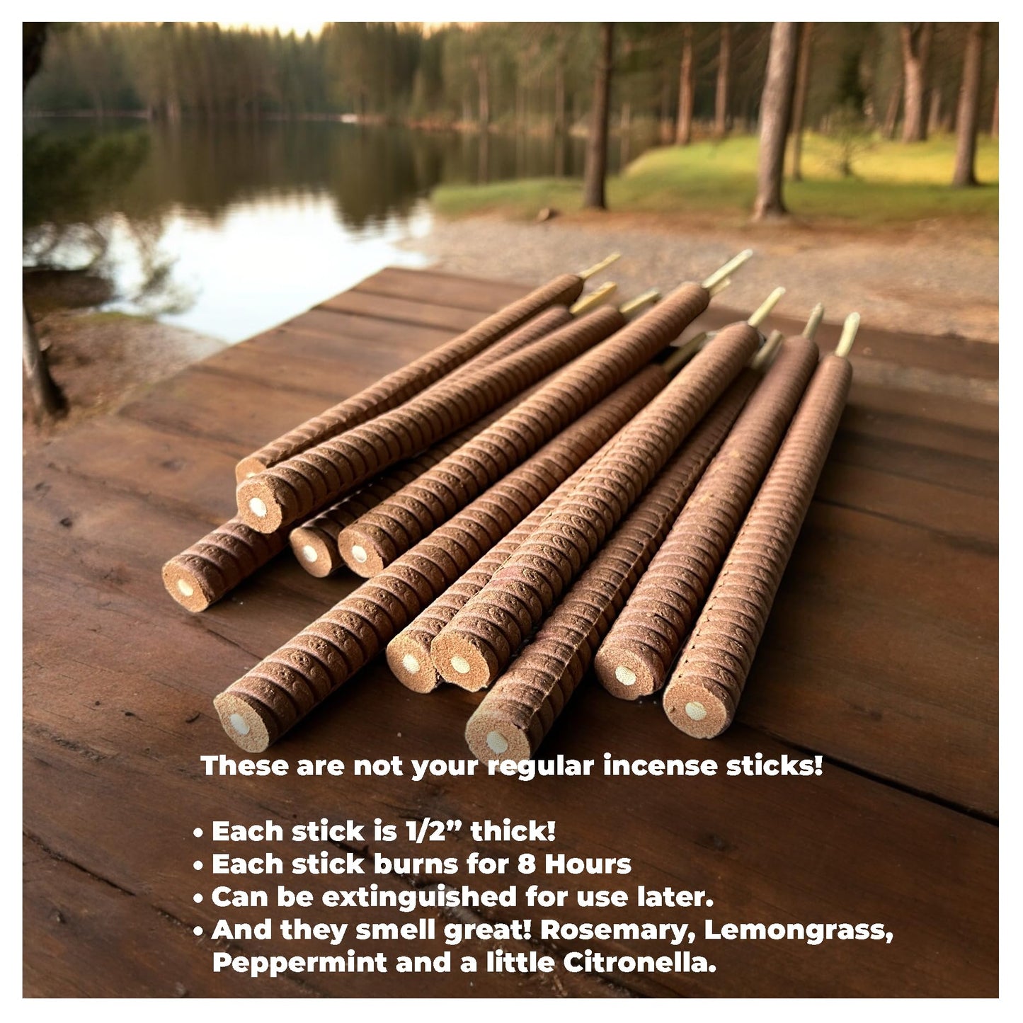 FRANK's SKEETER STICKS | Mosquito Repellent Incense Sticks, Proven, Clean Ingredients Citronella, Lemongrass, Rosemary, Peppermint oils. Perfect for Yard, Camping, Party. Each Stick Protects for 8hrs.