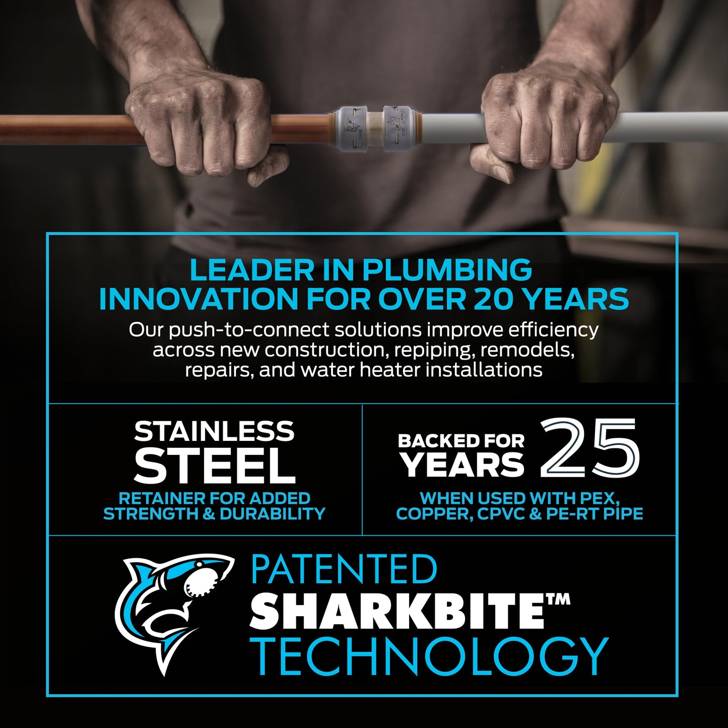 SharkBite Max 1/2 x 1/2 x 1/4 Inch Compression Tee Stop Valve, Push to Connect Brass Plumbing Fitting, PEX Pipe, Copper, CPVC, PE-RT, HDPE, UR24983A