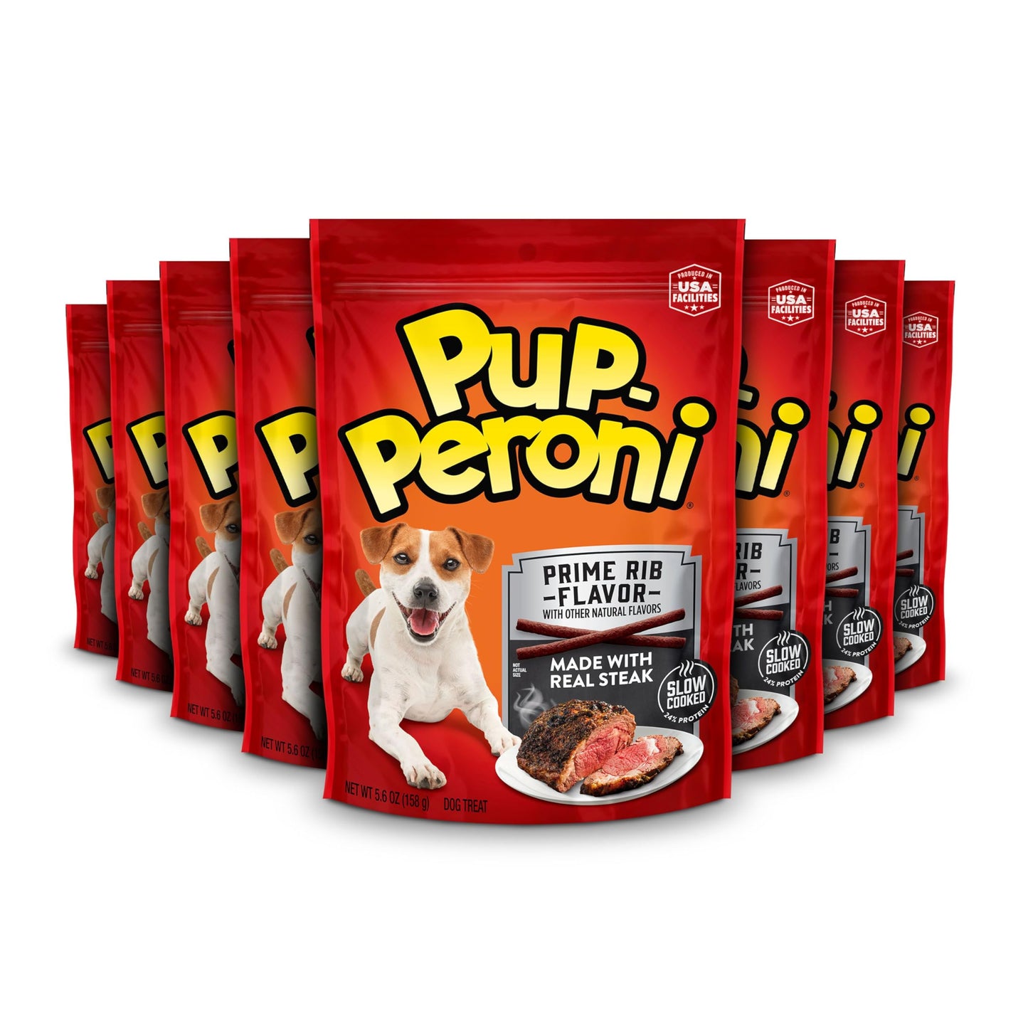 Pup-Peroni Dog Treats, Prime Rib Flavor, 5.6 Ounce (Pack of 8), Made with Real Steak