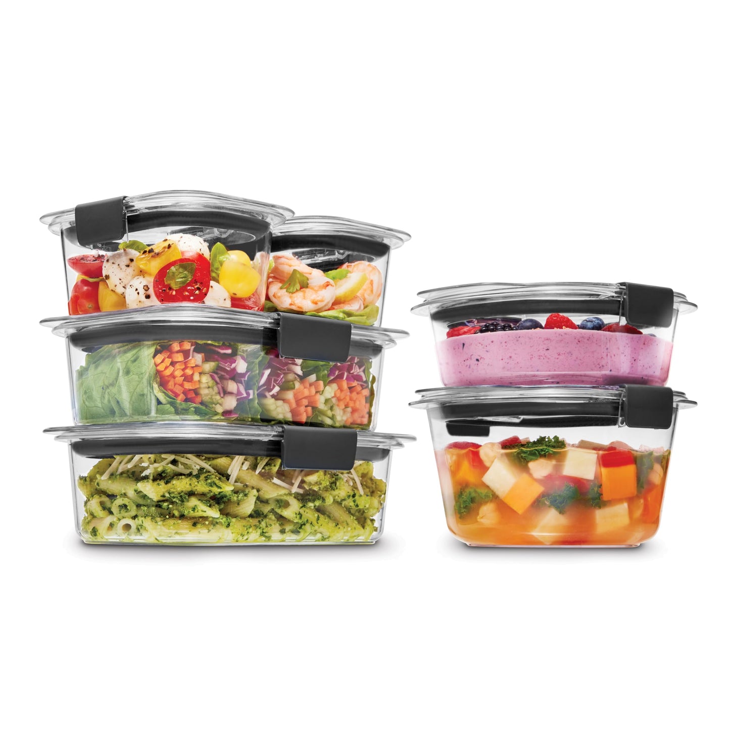 Rubbermaid Brilliance® Round and Rectangular Leak Proof Food Storage Containers, 12 Piece Set