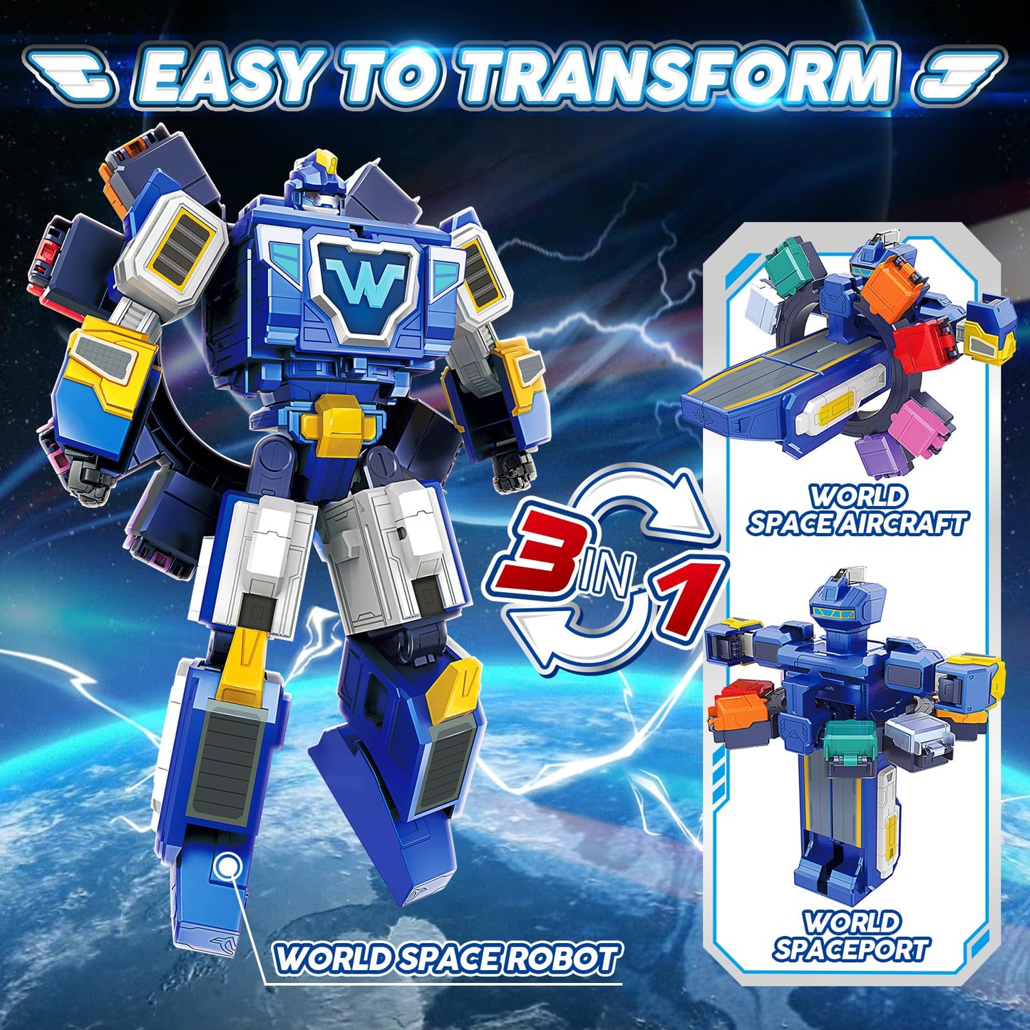 Super Wings Transforming Toys, 10 inch World Aircraft Transform Figures Toys, 3 in 1 Mode Rescue Bots Action Figure Toy Figures for 4-8 Year Old Boys, Plane Toy for Toddlers Kids Age 4 5 6 7 8
