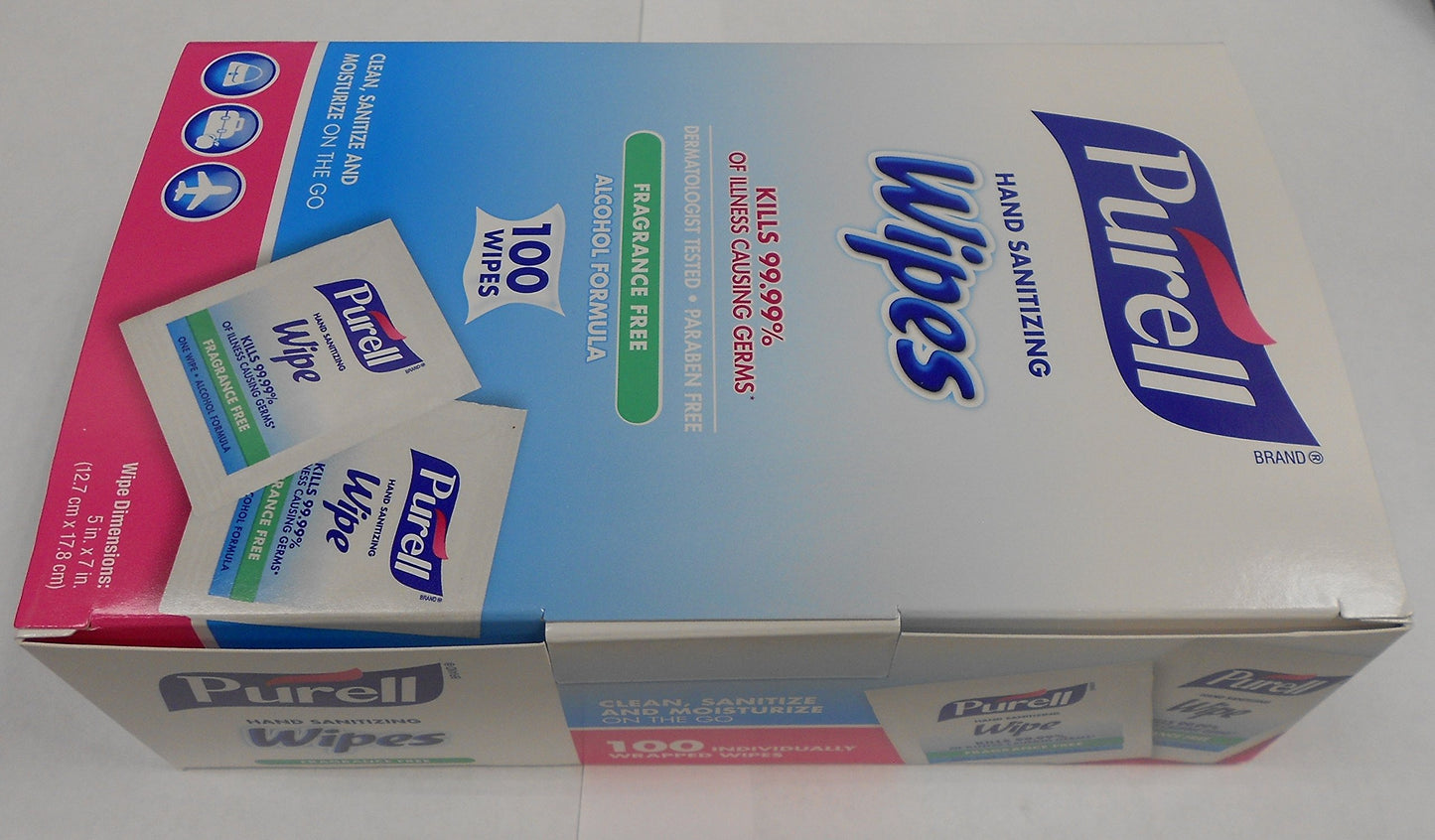 GOJO : PURELL Premoistened Sanitizing Hand Wipes, 5 x 7, 100/Box -:- Sold as 2 Packs of - 100 - / - Total of 200 Each