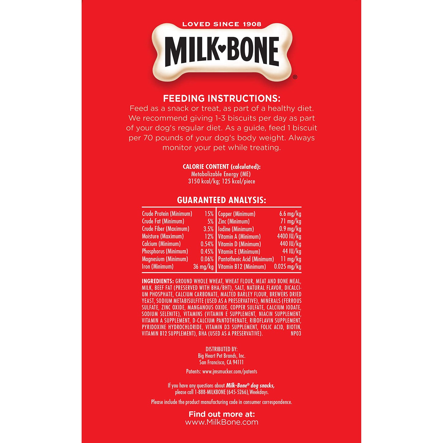 Milk-Bone Original Dog Treats for Large Dogs, 4 Pound (Pack of 2), Crunchy Biscuit Helps Clean Teeth
