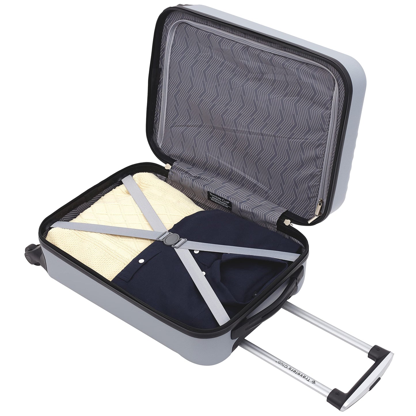 Travelers Club Cosmo Hardside Spinner Luggage, Silver, 2-Piece Set (20/28)
