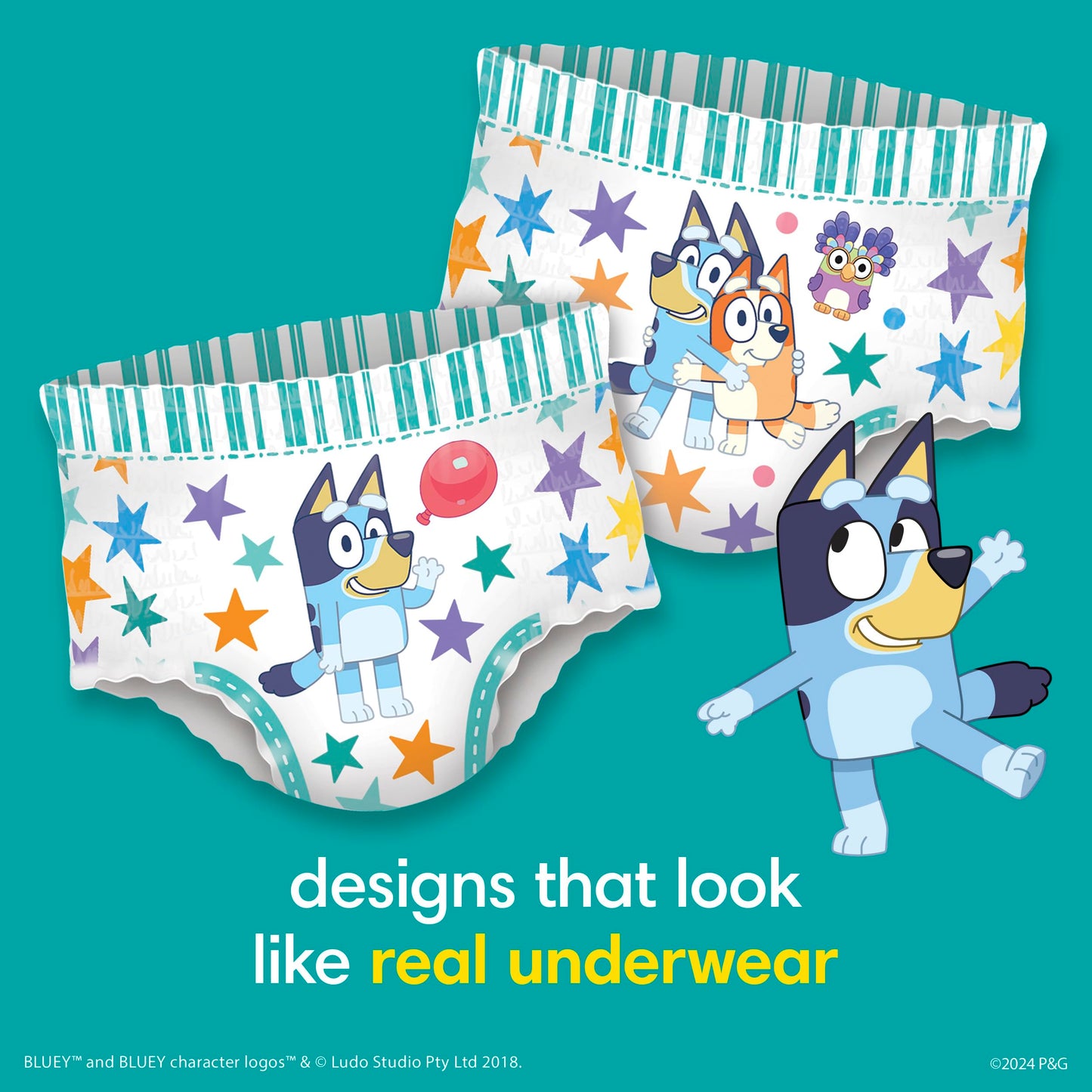Pampers Training Pants - Easy Ups Boys & Girls Bluey - Size 2T-3T, 140 Count, Children's Potty Underwear (Packaging May Vary)