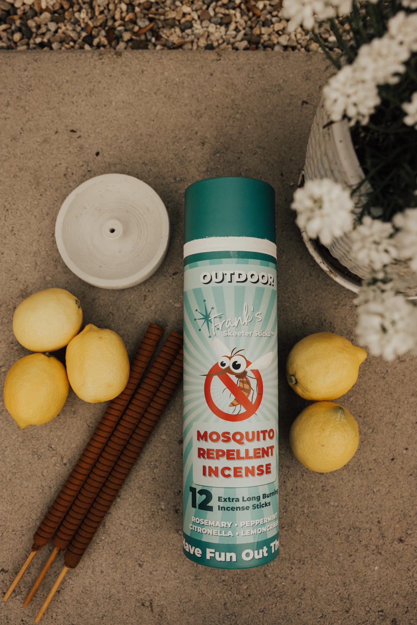 FRANK's SKEETER STICKS | Mosquito Repellent Incense Sticks, Proven, Clean Ingredients Citronella, Lemongrass, Rosemary, Peppermint oils. Perfect for Yard, Camping, Party. Each Stick Protects for 8hrs.