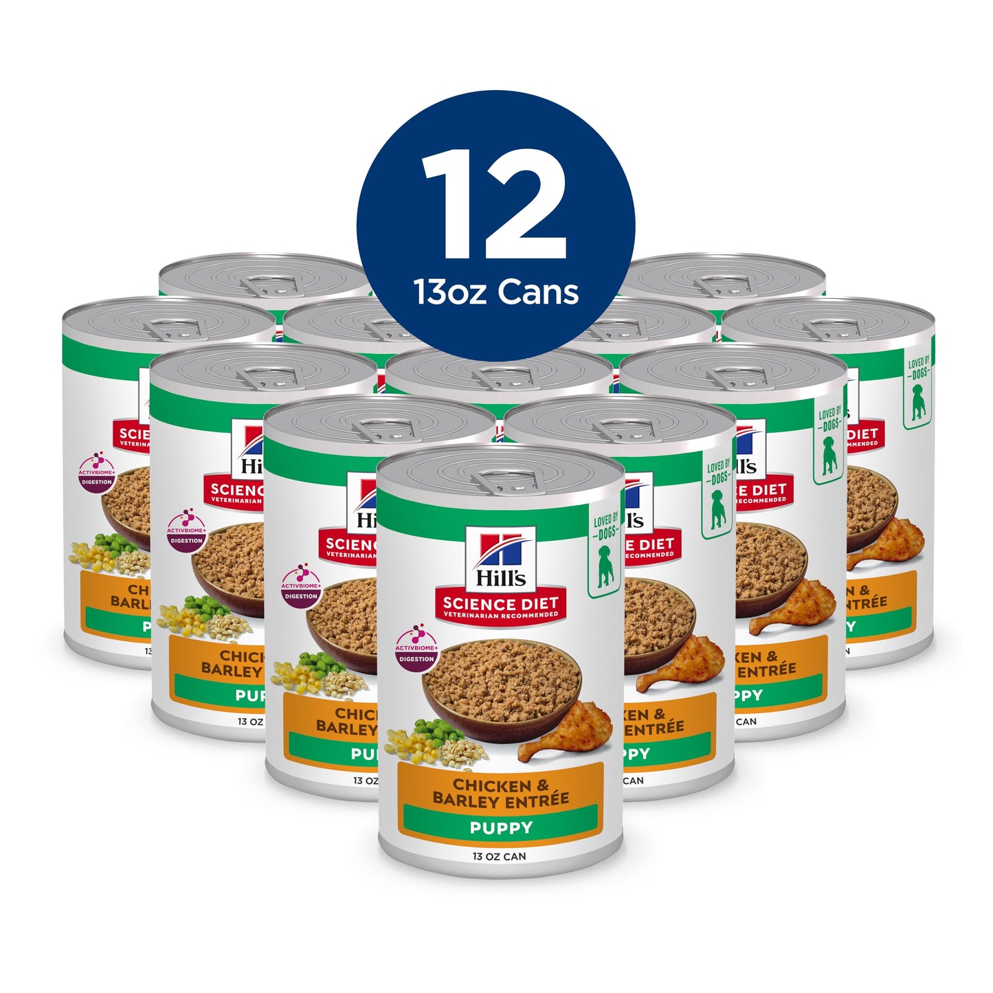 Hill's Science Diet Puppy, Puppy Premium Nutrition, Wet Dog Food, Chicken & Barley Loaf, 13 oz Can, Case of 12