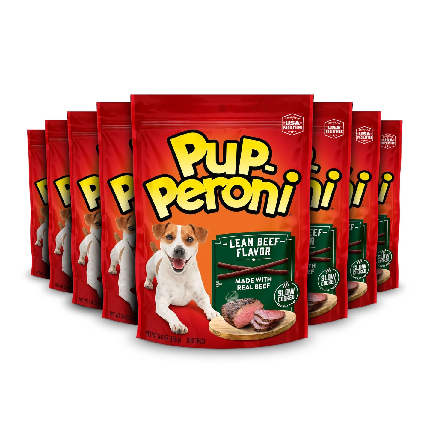 Pup-Peroni Dog Treats, Lean Beef Flavor, 5.6 Ounce (Pack of 8), Made with Real Beef, 90% Fat Free