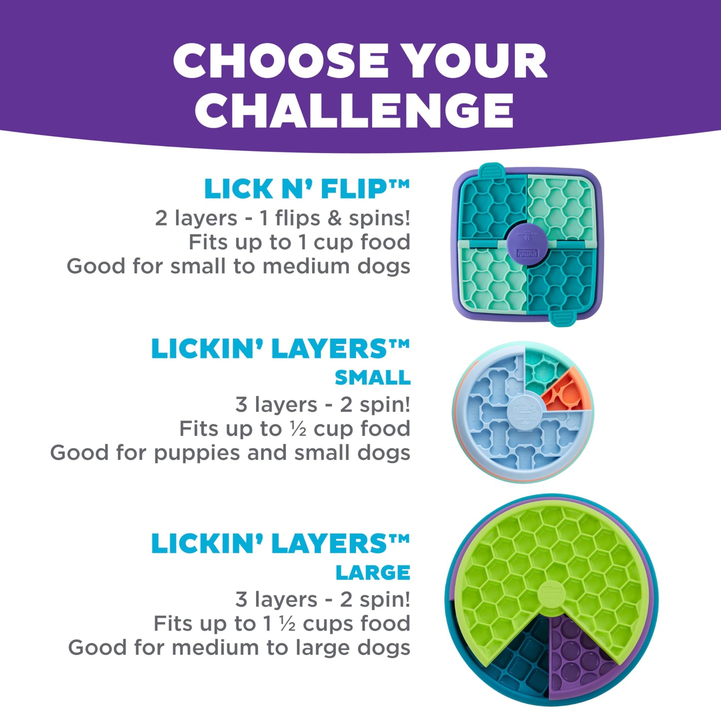 Outward Hound by Nina Ottosson Lickin’ Layers 3-in-1 Interactive Dog Feeder Puzzle, Lick Mat & Slow Feeder Bowl – Mental Stimulation Toy for Medium & Large Dogs