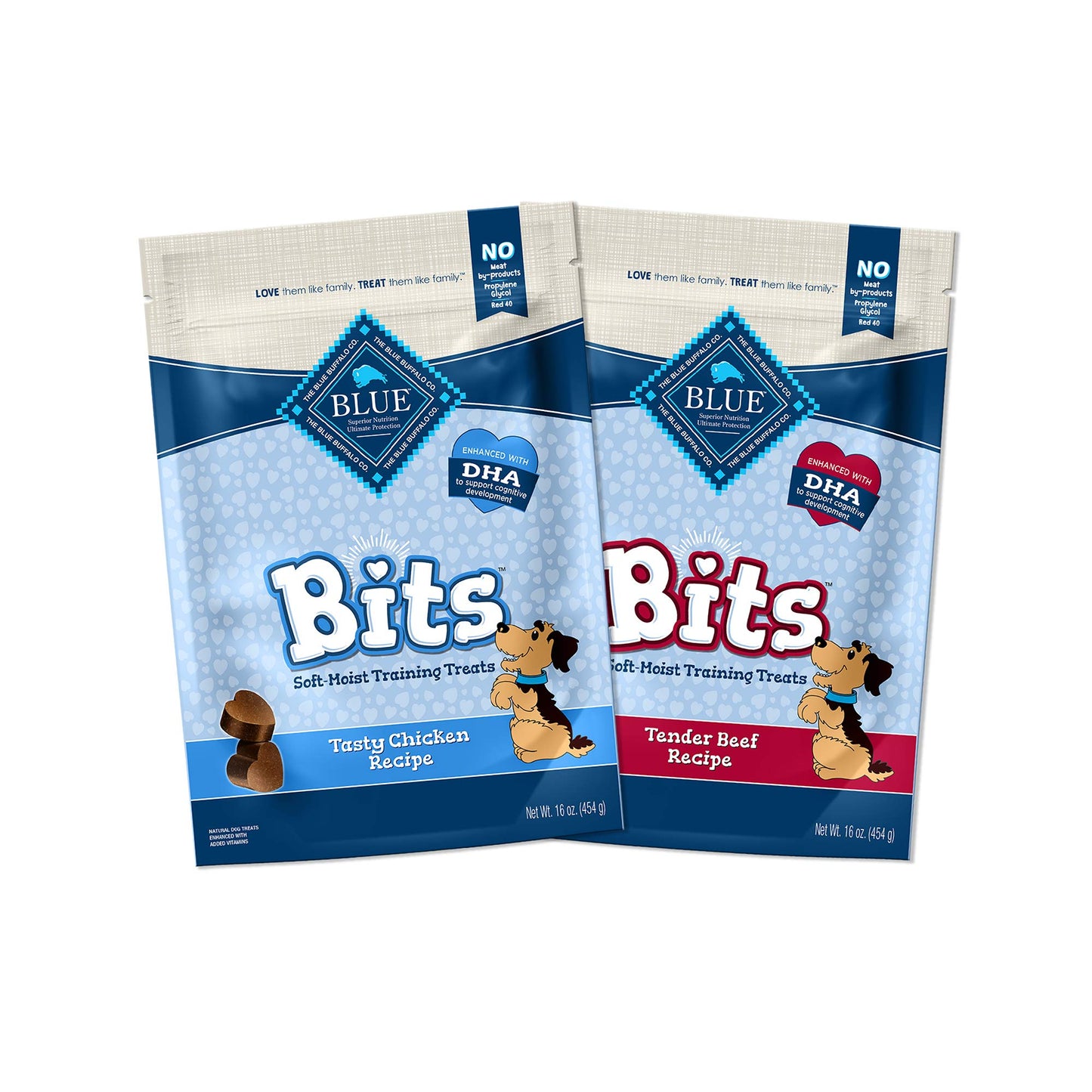 Blue Buffalo Blue Bits Natural Soft-Moist Training Dog Treats Chicken & Beef Recipes 16-oz bag Variety Pack, 2ct
