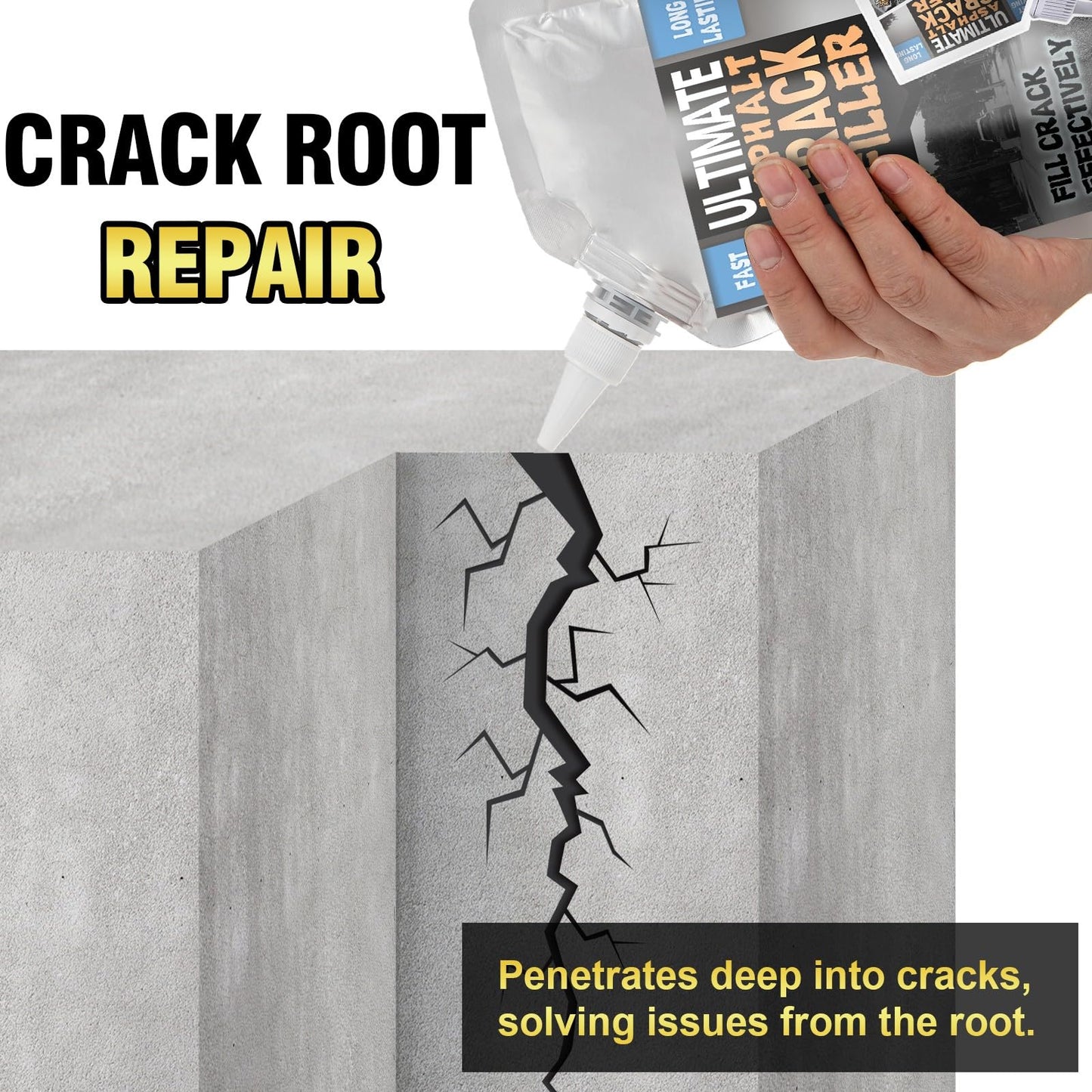 Asphalt Crack Filler, High Elasticity Asphalt Driveway Crack Filler, Self Leveling Asphalt Sealant for Filling in Cracks on Driveway and Road, Blacktop Concrete Joint Filler 17.6 Floz