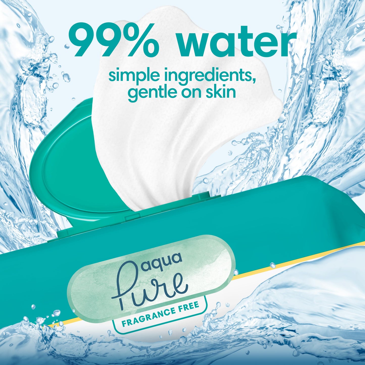 Pampers Baby Wipes Aqua Pure, 99% Water Based Wipes, Hypoallergenic and Unscented Infant Wipe, 448 Total (8 Flip-Top Packs)