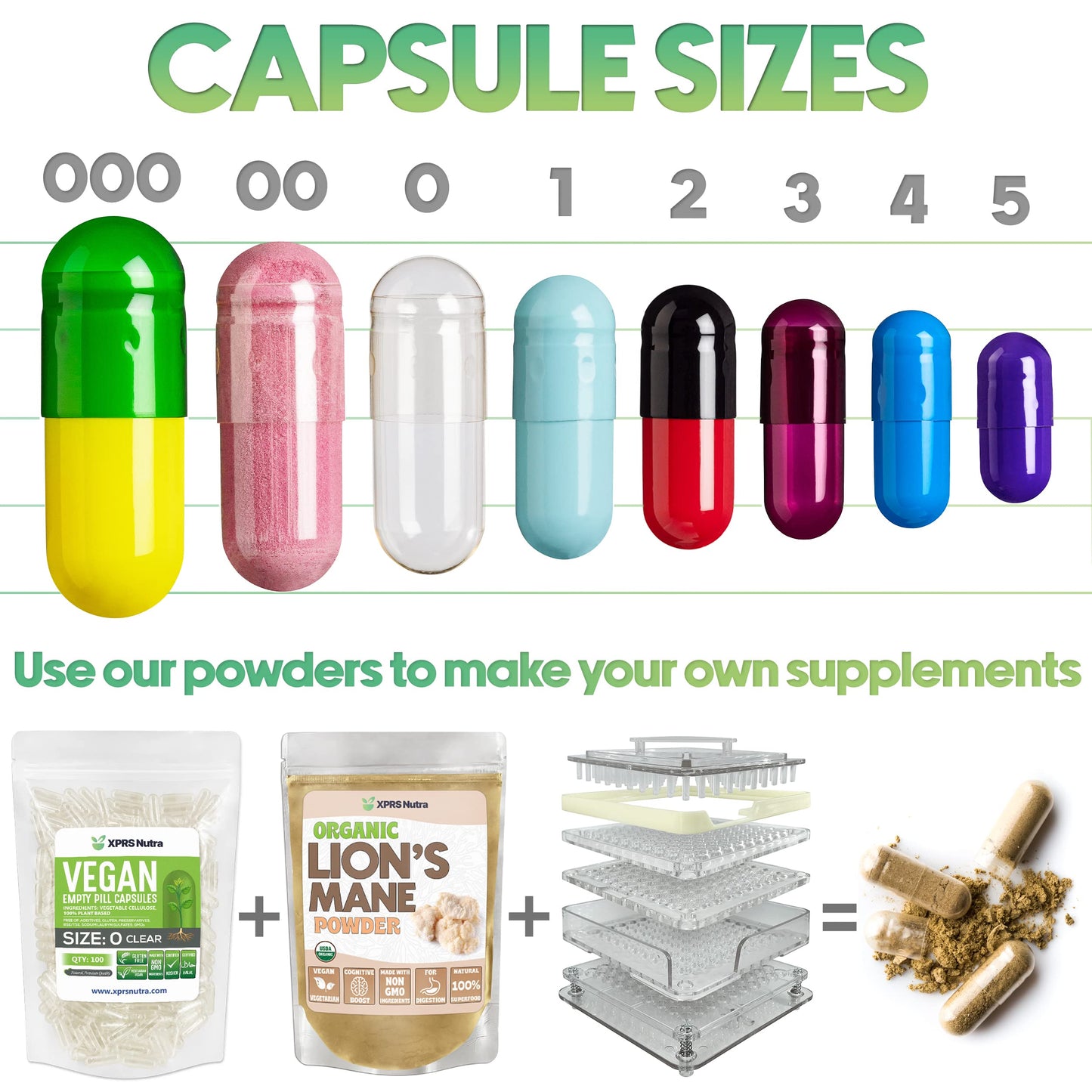 XPRS Nutra Size 0 Empty Capsules - 100 Count Empty Vegan Capsules - Vegetarian Pills - DIY Vegetable Capsule Filling - Veggie Pill Caps for Do-It-Yourself Suplements (Blue/White)