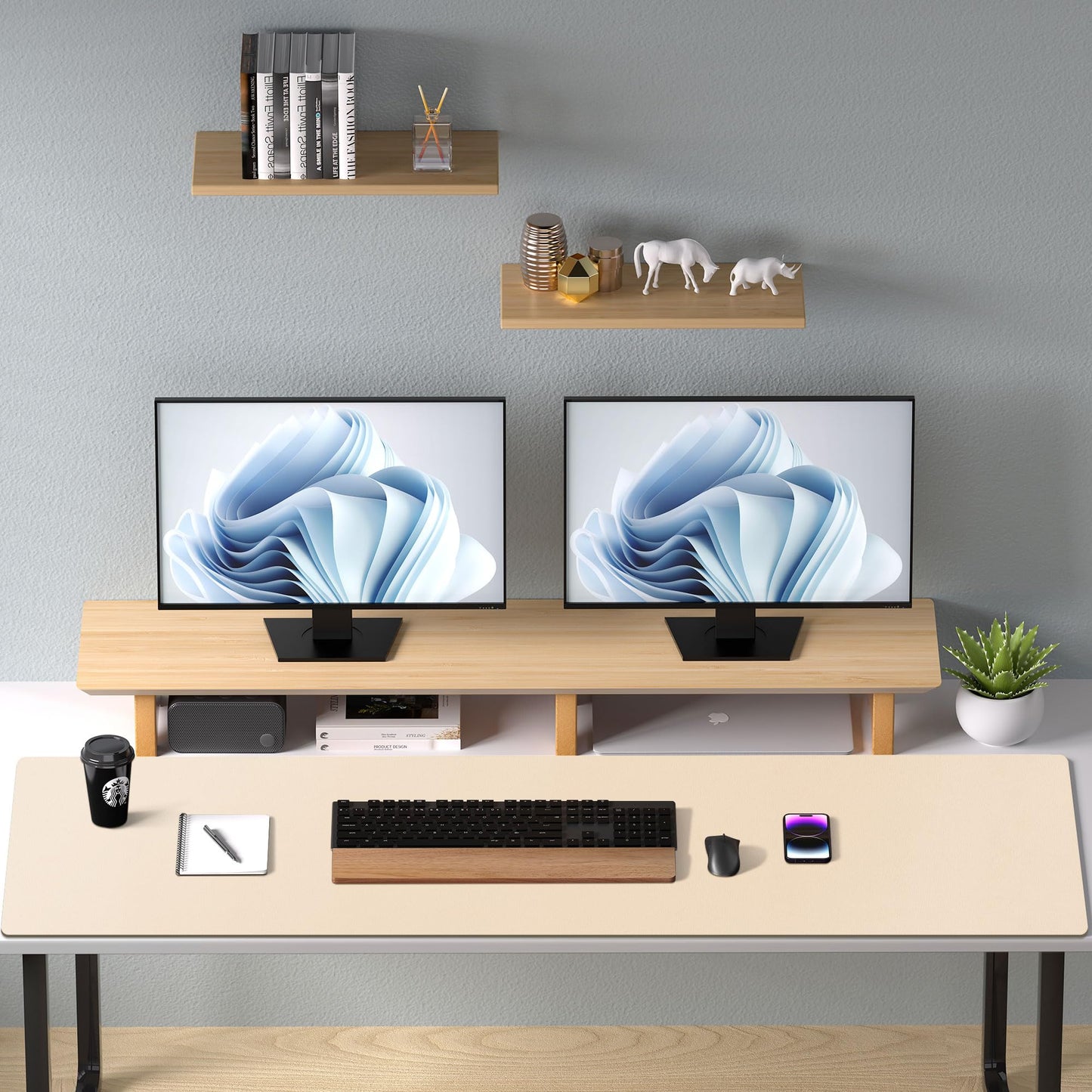Aothia Large PU Leather Desk Pad Protector – Non-Slip Mouse Pad & Writing Mat for Office/Home, Waterproof, Easy to Clean (48" x 17", Soft Peach)