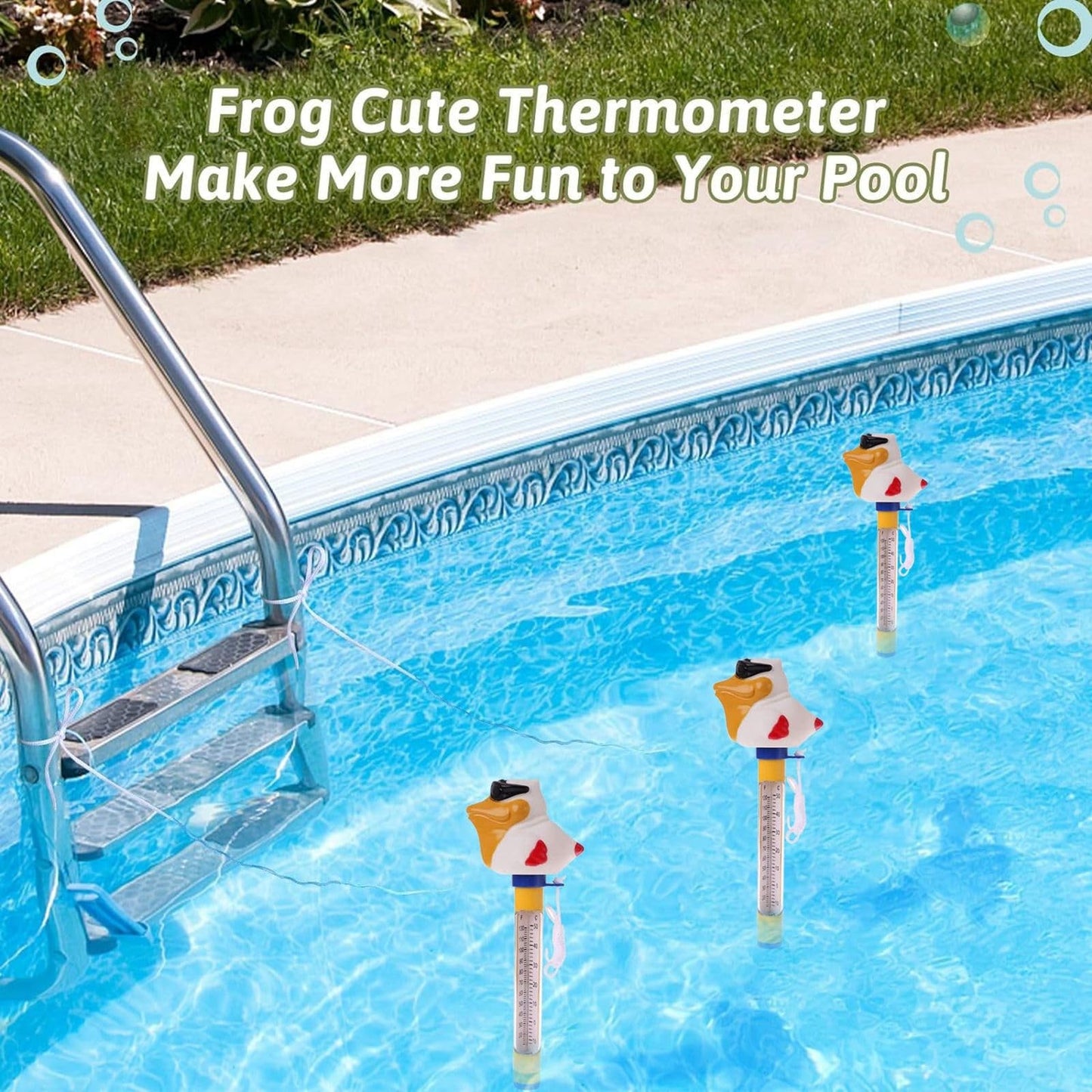 Pool Thermometer Floating,Large Size Easy Read Water Temperature Thermometer,Funny Cartoon Pool Thermometer for Hot Tub,Ice Bath,Outdoor & Indoor Swimming Pools,Aquariums,Spas