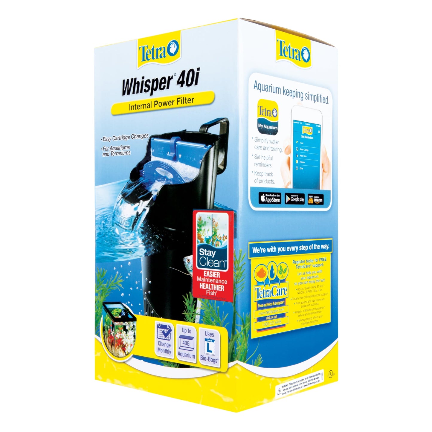 Tetra Whisper Internal Filter 20 To 40 Gallons, For Aquariums, In-Tank Filtration With Air Pump