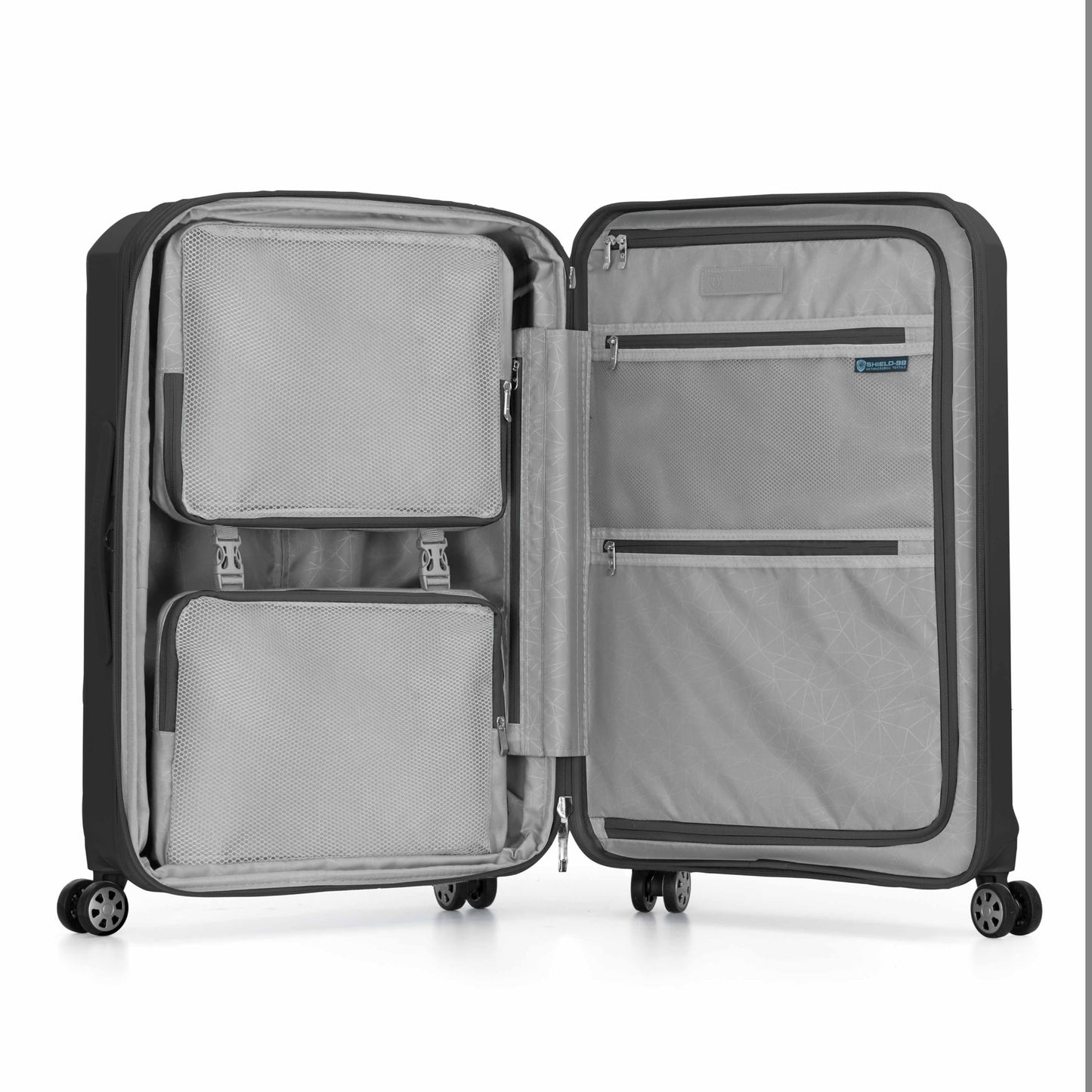 Traveler's Choice Pagosa Indestructible Hardshell Expandable Spinner Luggage, Black, 2 Piece Set