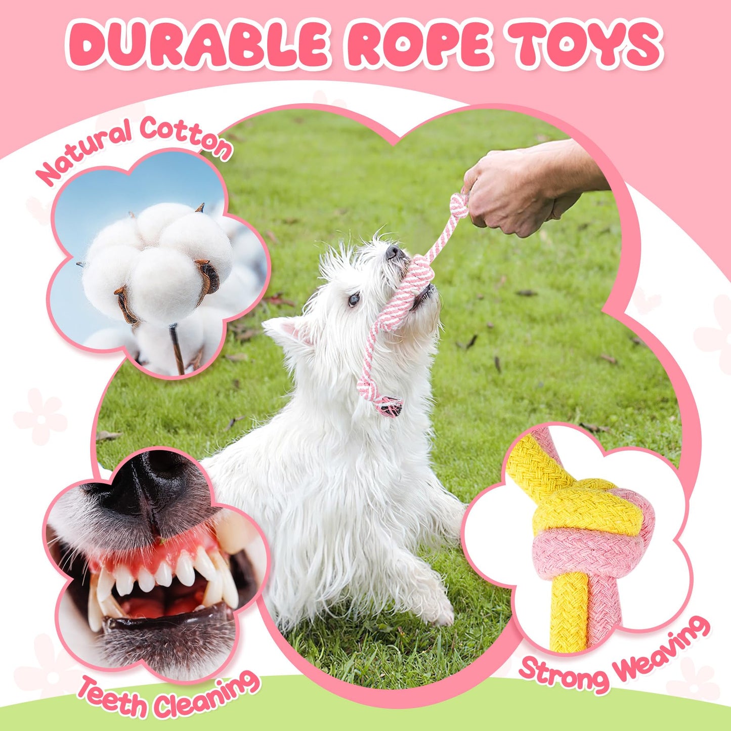 Zeaxuie 23 Pack Pink Puppy Toys for Teething, Small Dog Toys with Cute Puppy Chew Toys, Squeaky Dog Toys, Treat Ball and Interactive Rope Toys
