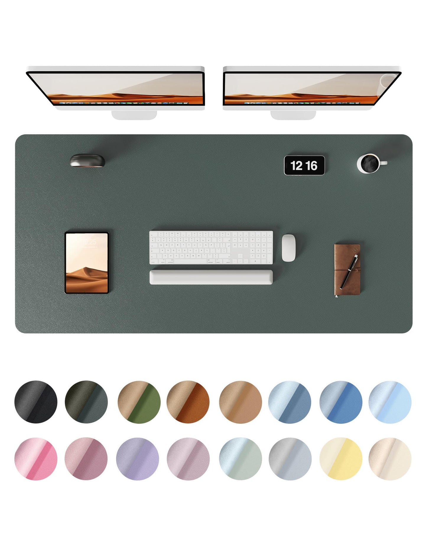 YSAGi Leather Desk Protector, Office Mat, Large Mouse Mat, Non-Slip PU Leather Blotter, Laptop Desk Pad, Waterproof Writing Pad for Office and Home (Dark Green, 47.2" x 23.6")