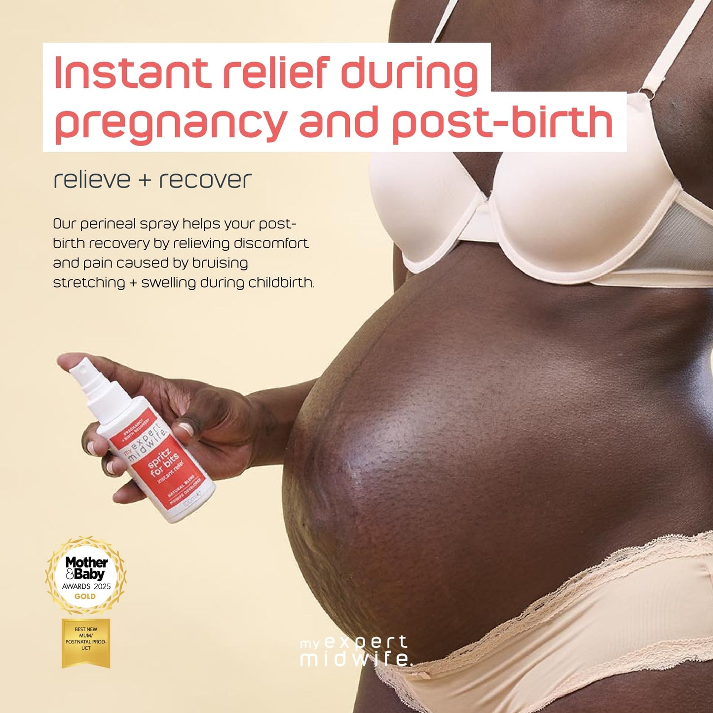 My Expert Midwife Just for Bits - Birth Prep & Recovery Duo with Spritz for Bits Postnatal Relief Perineal Spray and Peri Prep Your Bits Perineal Massage Oil (Pack of 2)