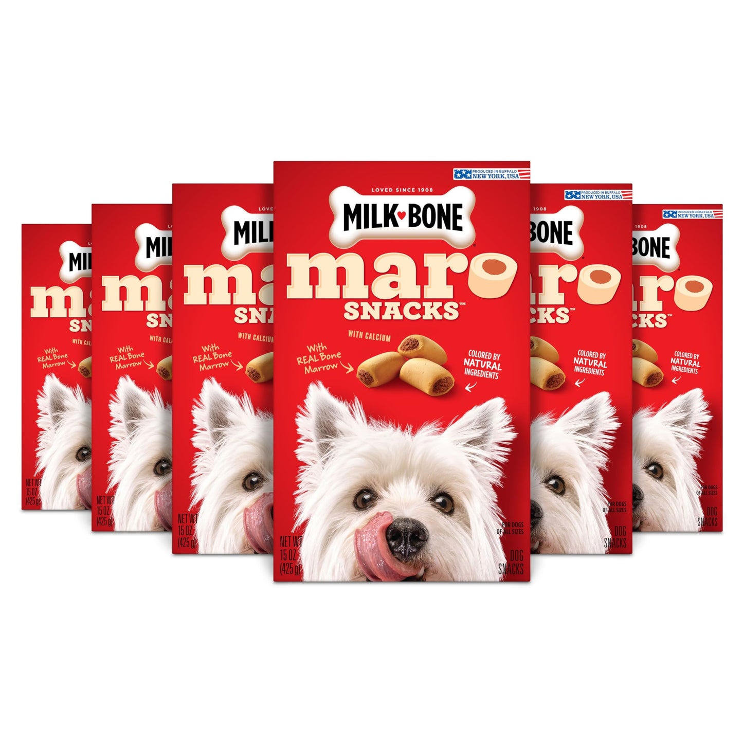Milk-Bone MaroSnacks Dog Treats, Beef, 15 Ounce (Pack of 6) with Real Bone Marrow and Calcium
