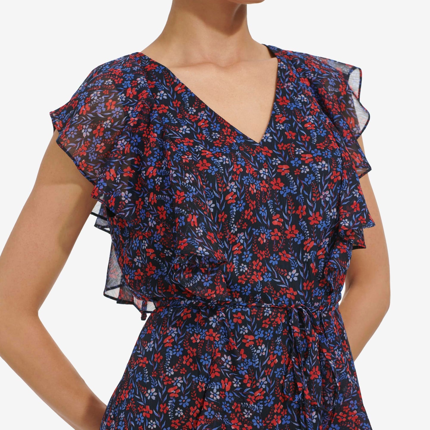 Tommy Hilfiger Women's Dress Fit and Flare,Sky Captain/Guava,16
