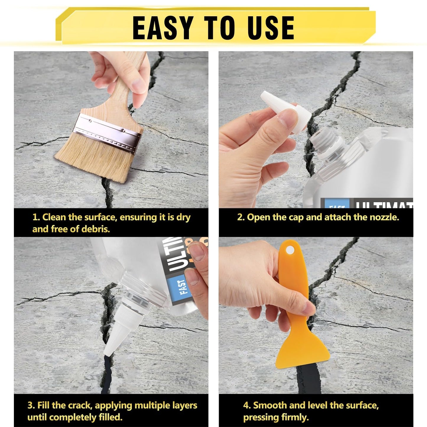 Asphalt Crack Filler, High Elasticity Asphalt Driveway Crack Filler, Self Leveling Asphalt Sealant for Filling in Cracks on Driveway and Road, Blacktop Concrete Joint Filler 17.6 Floz