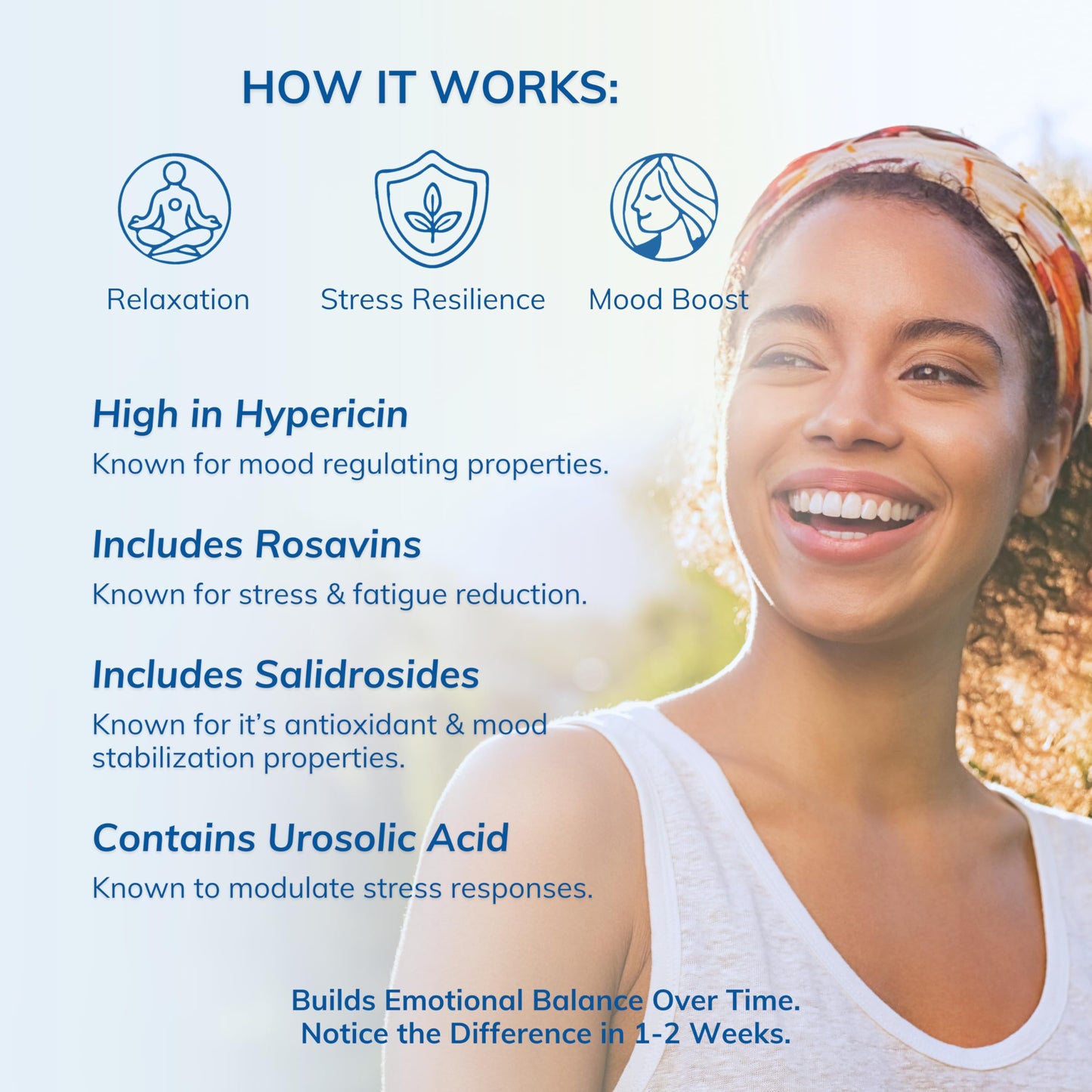 Rhodiola Rosea, St John’s Wort, Ashwagandha - Stress & Anxiety Relief Supplement With Holy Basil, Mood Support, Stress Relief Supplement, 3rd Party Tested, Made In Canada, 60 Capsules